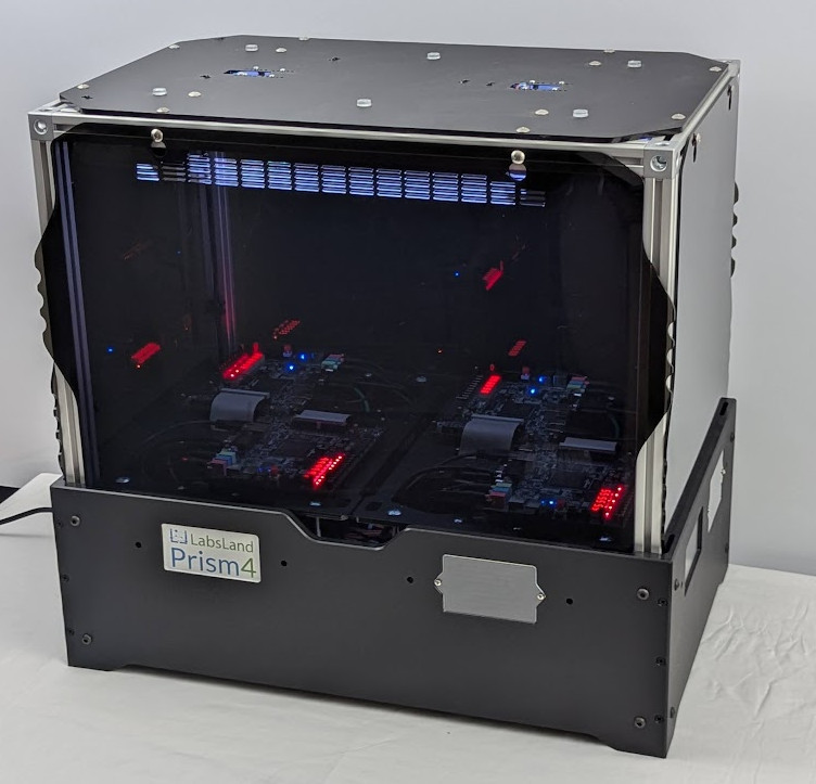 Prism4 remote FPGA hardware rack with DE1-SoC boards