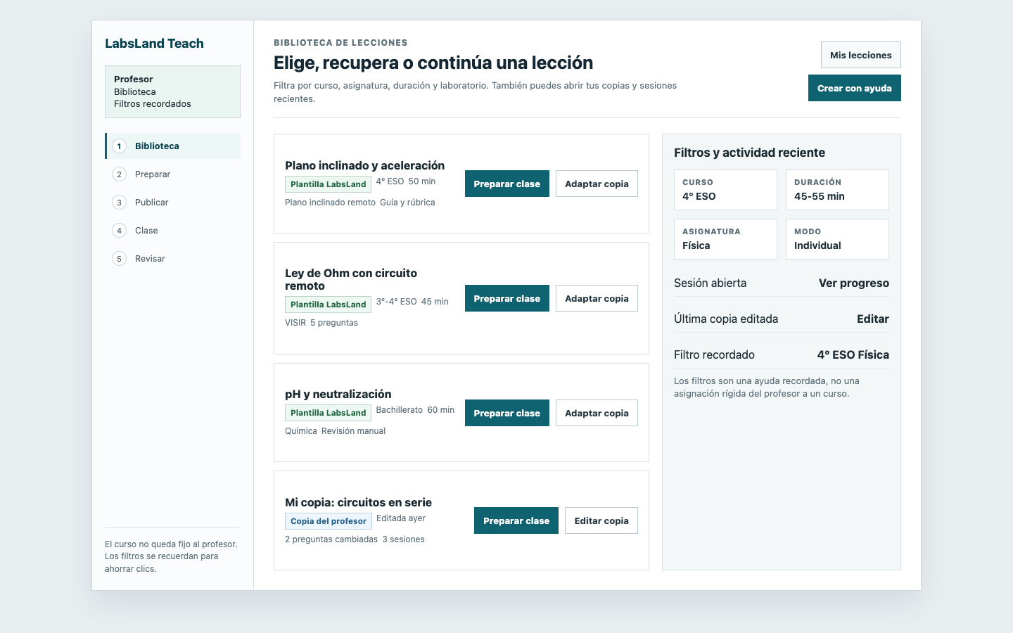 Actividades preparadas para cursos, listas para adaptar o crear